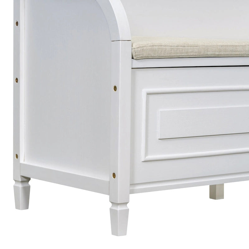 Banc de rangement d'entrée en bois style rustique avec compartiment caché et siège rembourré