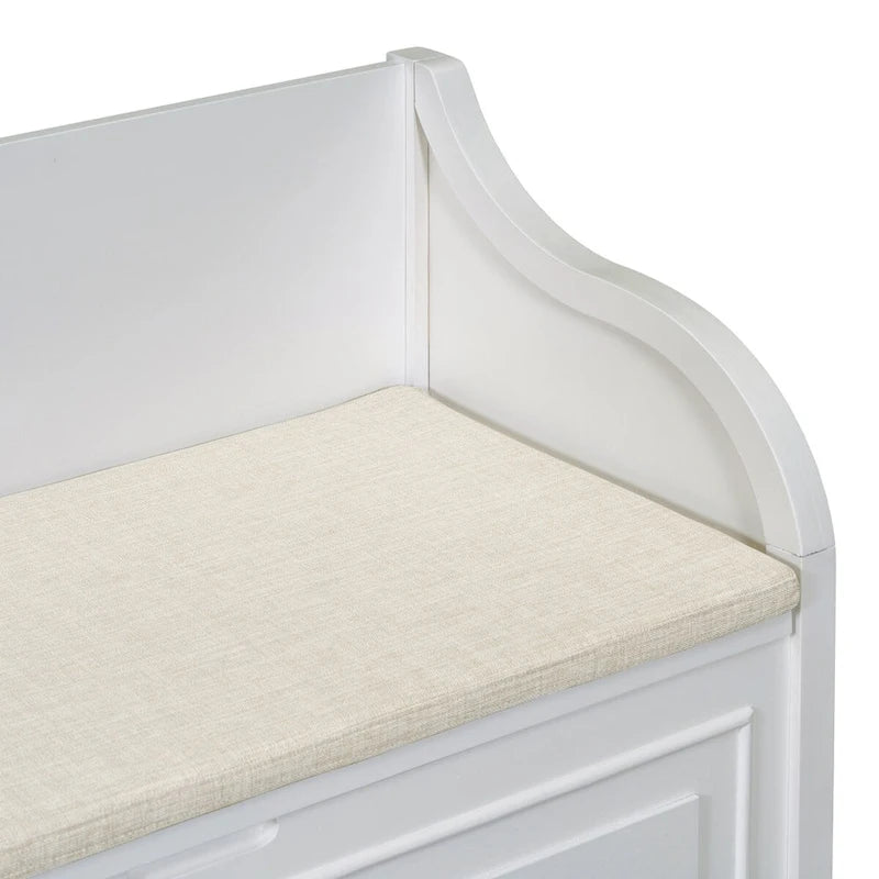 Banc de rangement d'entrée en bois style rustique avec compartiment caché et siège rembourré