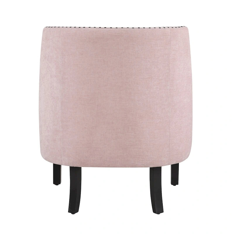 Fauteuil d'appoint capitonné avec garniture cloutée et pieds en bois massif