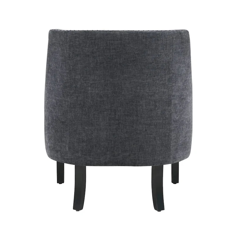 Fauteuil d'appoint capitonné avec garniture cloutée et pieds en bois massif