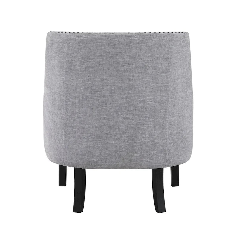 Fauteuil d'appoint capitonné avec garniture cloutée et pieds en bois massif