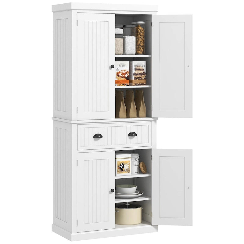 Armoire de cuisine haute de style campagnard avec tiroir et étagères réglables