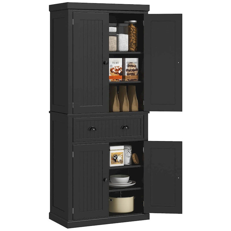 Armoire de cuisine haute de style campagnard avec tiroir et étagères réglables