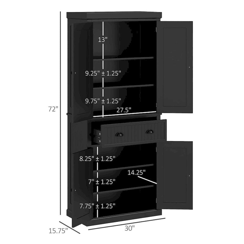 Armoire de cuisine haute de style campagnard avec tiroir et étagères réglables