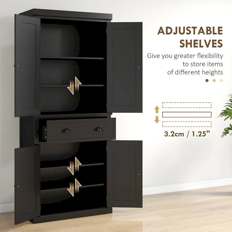 Armoire de cuisine haute de style campagnard avec tiroir et étagères réglables