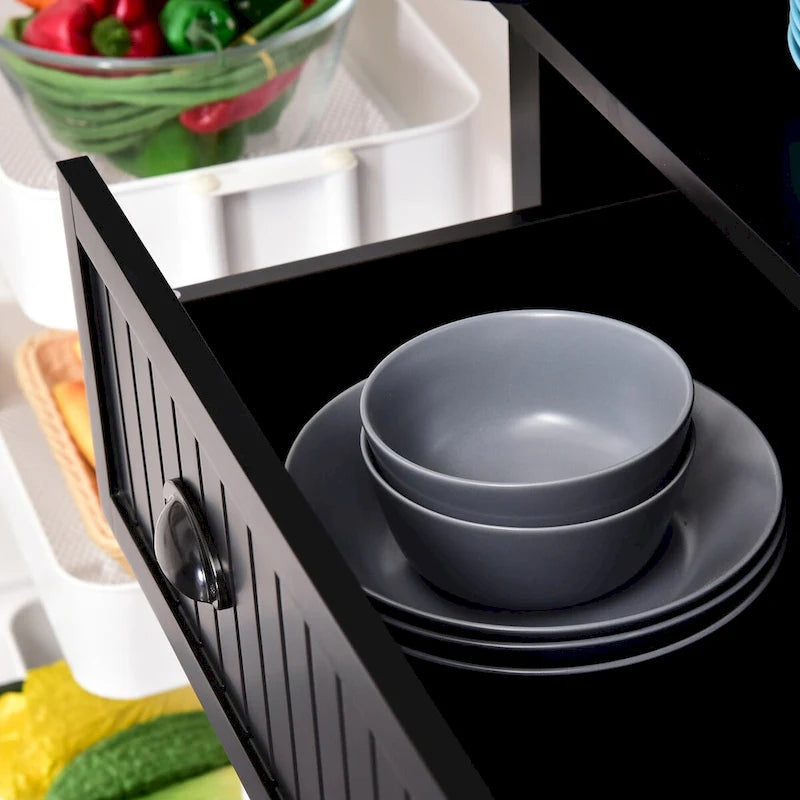 Armoire de cuisine haute de style campagnard avec tiroir et étagères réglables