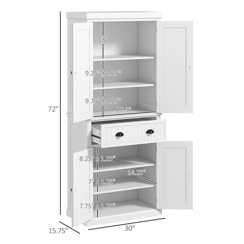 Armoire de cuisine haute de style campagnard avec tiroir et étagères réglables