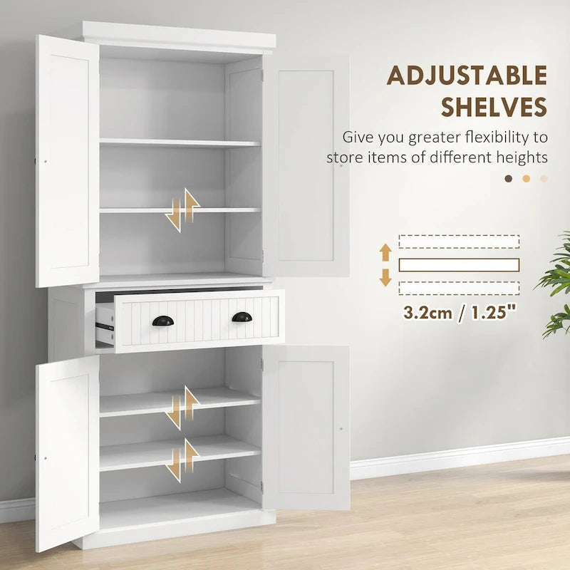 Armoire de cuisine haute de style campagnard avec tiroir et étagères réglables