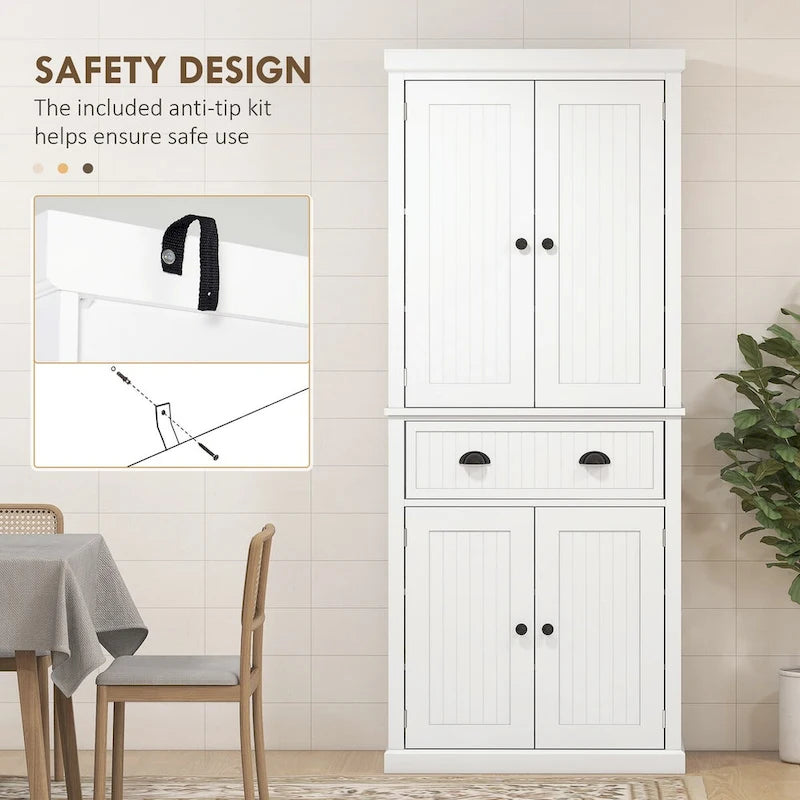 Armoire de cuisine haute de style campagnard avec tiroir et étagères réglables