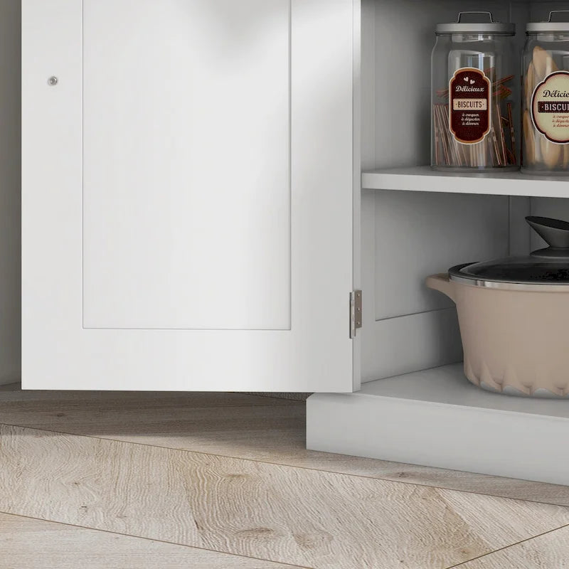 Armoire de cuisine haute de style campagnard avec tiroir et étagères réglables