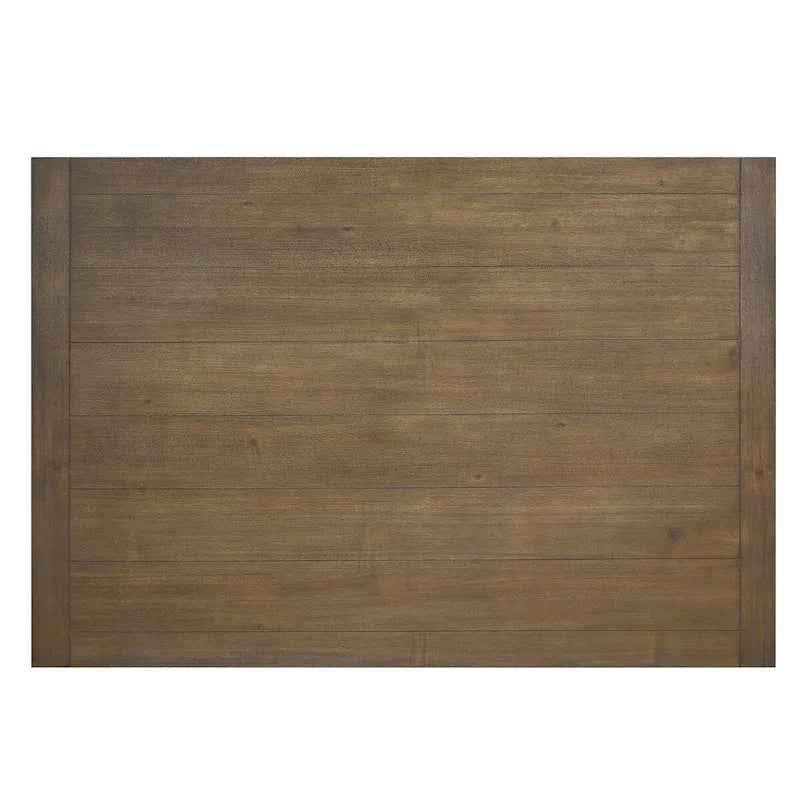 Table de salle à manger de style ferme en bois massif bicolore ébène et bois flotté avec plateau en billot