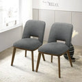 Chaise de salle à manger moderne du milieu du siècle en tissu rembourré avec pieds en bois massif