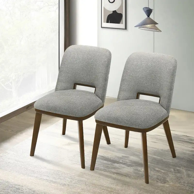 Chaise de salle à manger moderne du milieu du siècle en tissu rembourré avec pieds en bois massif