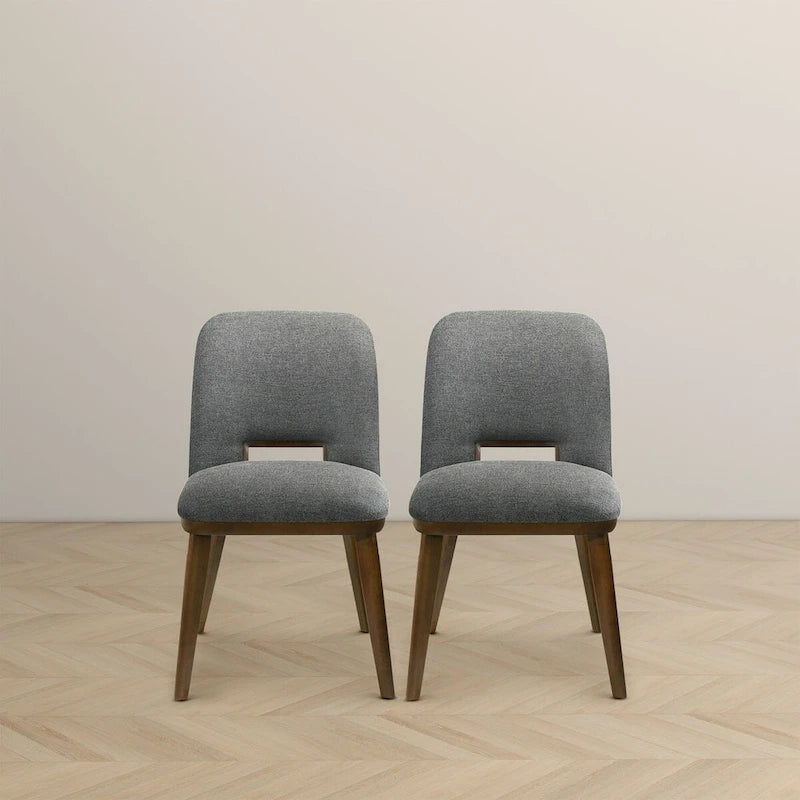 Chaise de salle à manger moderne du milieu du siècle en tissu rembourré avec pieds en bois massif