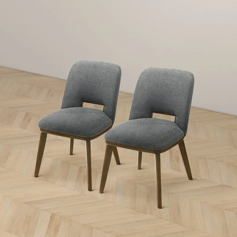 Chaise de salle à manger moderne du milieu du siècle en tissu rembourré avec pieds en bois massif