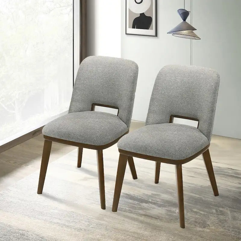 Chaise de salle à manger moderne du milieu du siècle en tissu rembourré avec pieds en bois massif