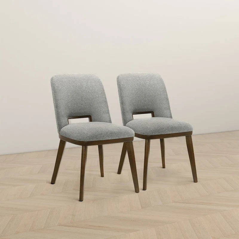 Chaise de salle à manger moderne du milieu du siècle en tissu rembourré avec pieds en bois massif