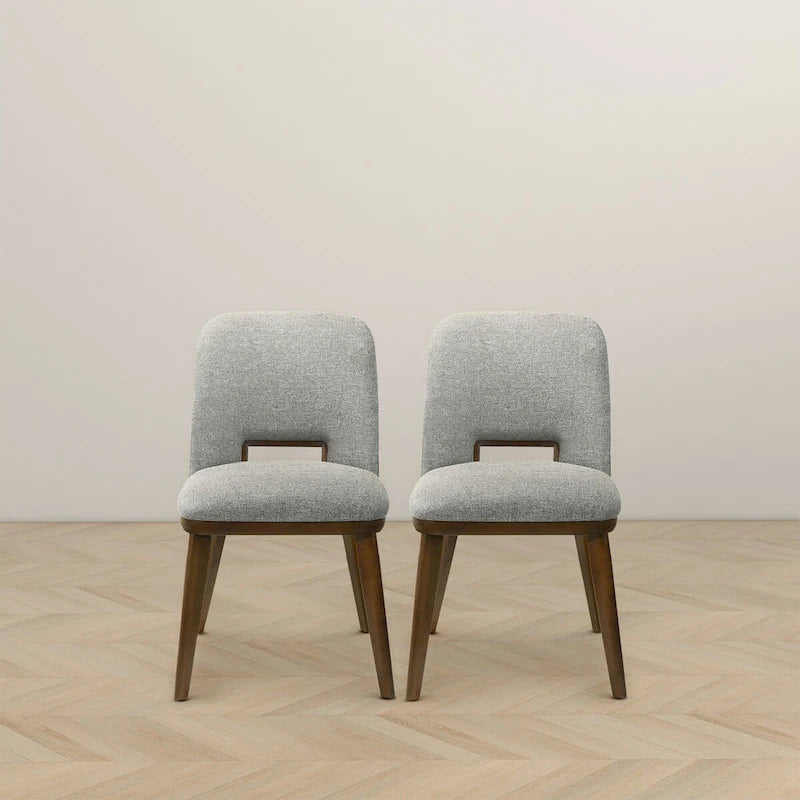 Chaise de salle à manger moderne du milieu du siècle en tissu rembourré avec pieds en bois massif