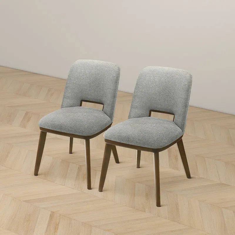 Chaise de salle à manger moderne du milieu du siècle en tissu rembourré avec pieds en bois massif