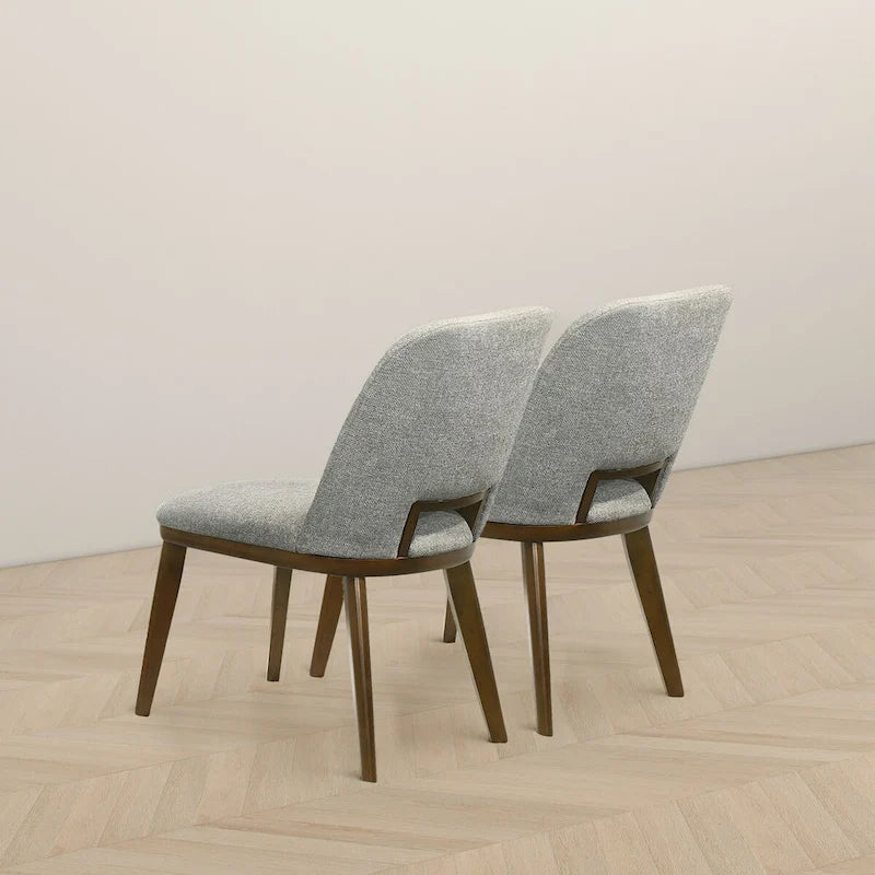 Chaise de salle à manger moderne du milieu du siècle en tissu rembourré avec pieds en bois massif