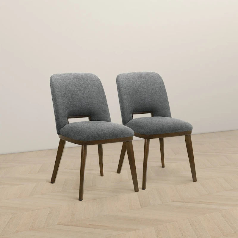 Chaise de salle à manger moderne du milieu du siècle en tissu rembourré avec pieds en bois massif