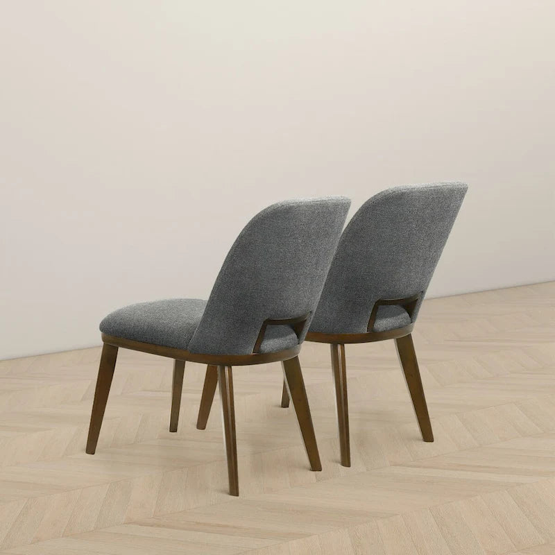 Chaise de salle à manger moderne du milieu du siècle en tissu rembourré avec pieds en bois massif