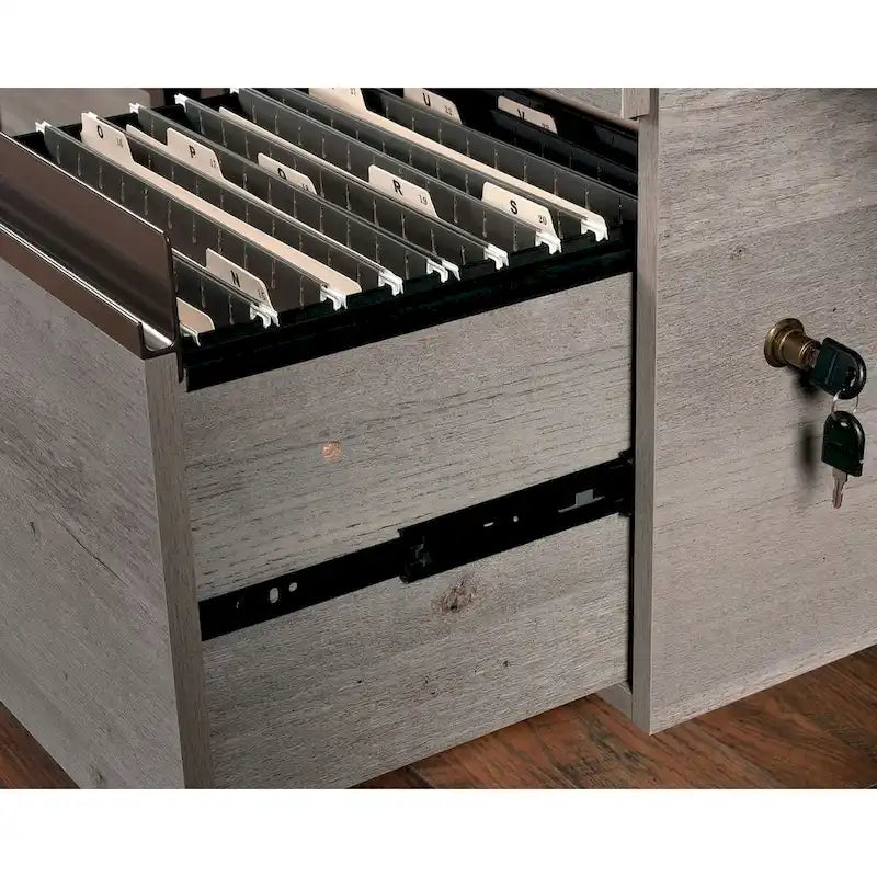 Bureau informatique Mystic Oak avec tiroirs et rangement de dossiers