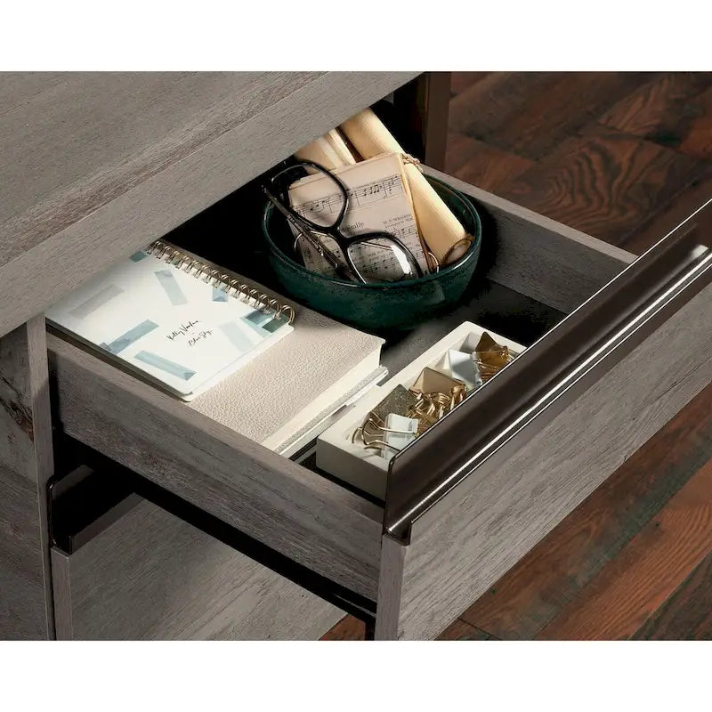 Bureau informatique Mystic Oak avec tiroirs et rangement de dossiers
