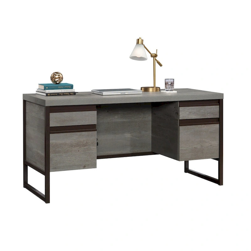 Bureau informatique Mystic Oak avec tiroirs et rangement de dossiers