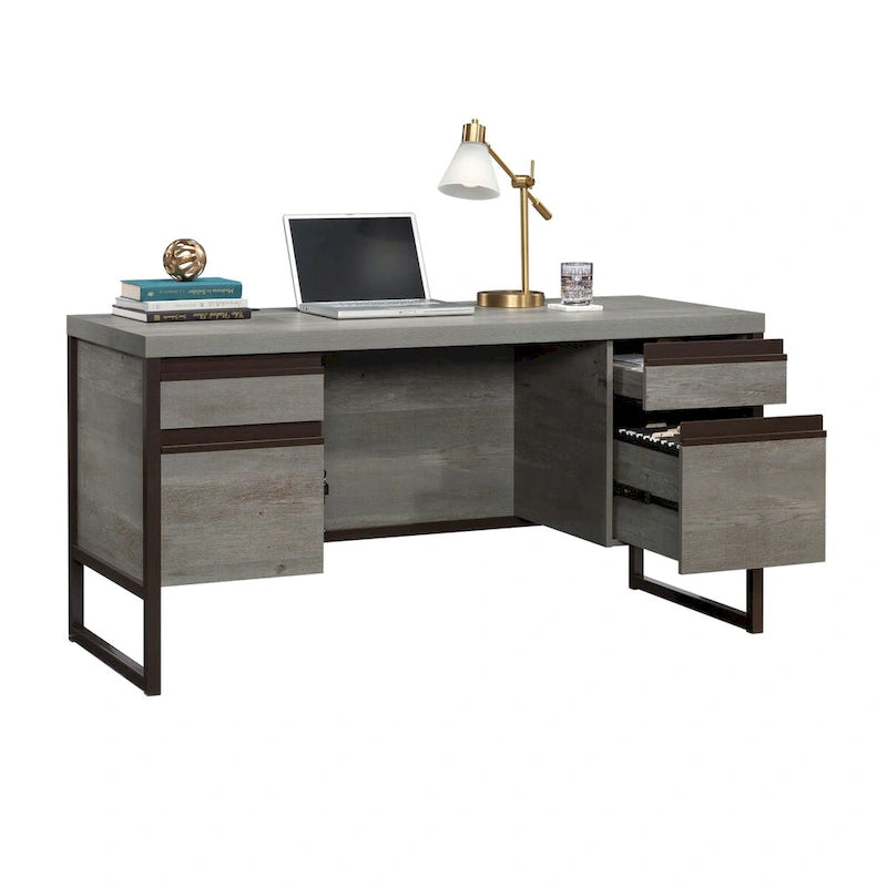 Bureau informatique Mystic Oak avec tiroirs et rangement de dossiers