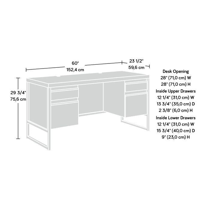 Bureau informatique Mystic Oak avec tiroirs et rangement de dossiers