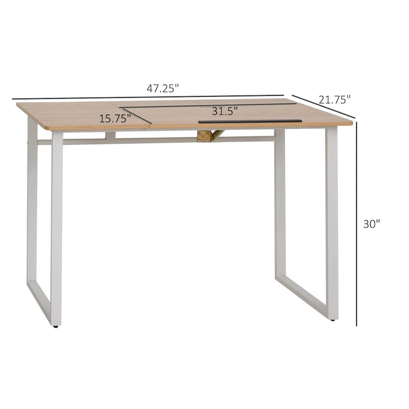 Table à dessin réglable en hauteur avec plateau inclinable Chêne Blanc