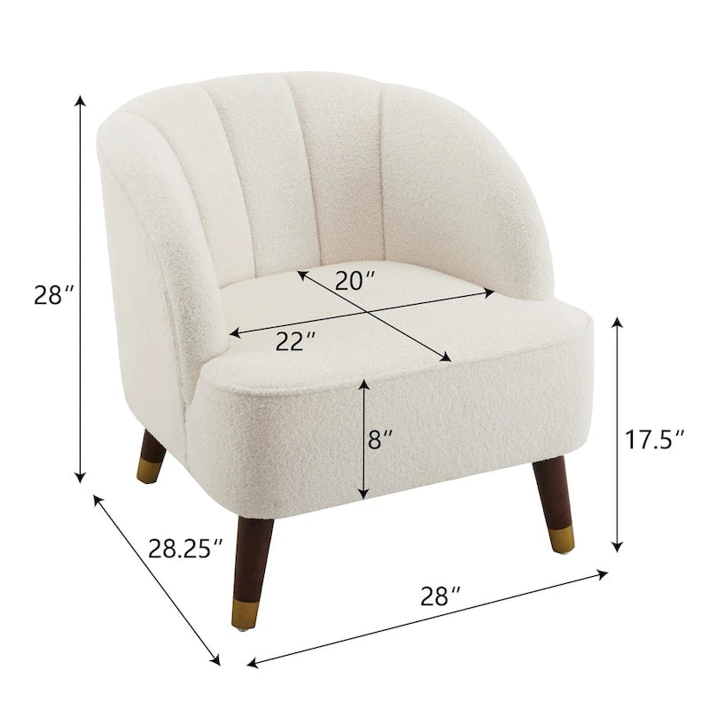 Fauteuil d'appoint en velours Barrel, dossier touffeté de style Mid-Century, pieds en bois d'hévéa
