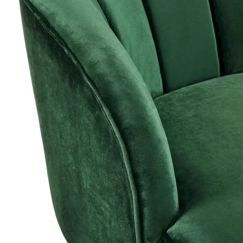Fauteuil d'appoint en velours Barrel, dossier touffeté de style Mid-Century, pieds en bois d'hévéa