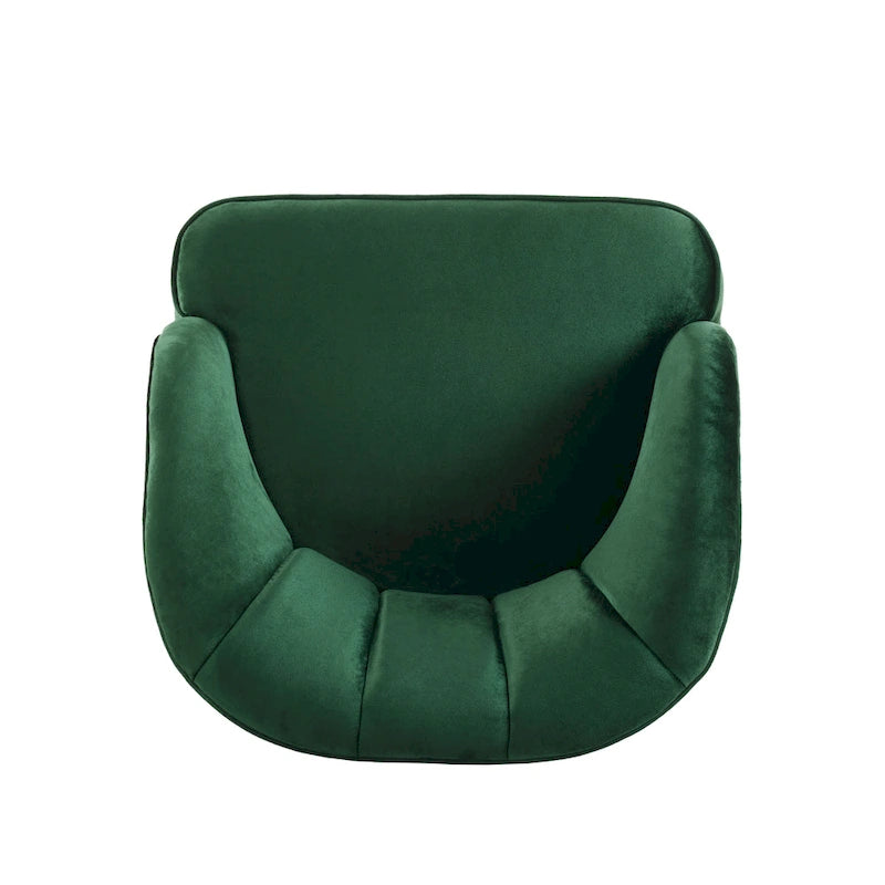 Fauteuil d'appoint en velours Barrel, dossier touffeté de style Mid-Century, pieds en bois d'hévéa