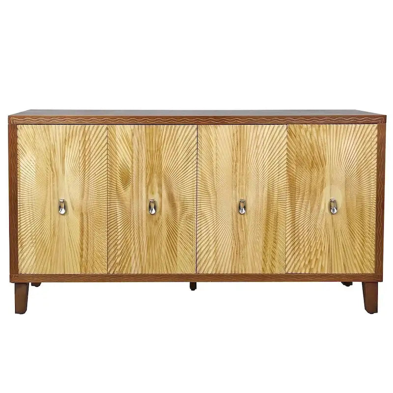 Bahut sculpté 4 portes "Vintage Sunburst" Marron Naturel