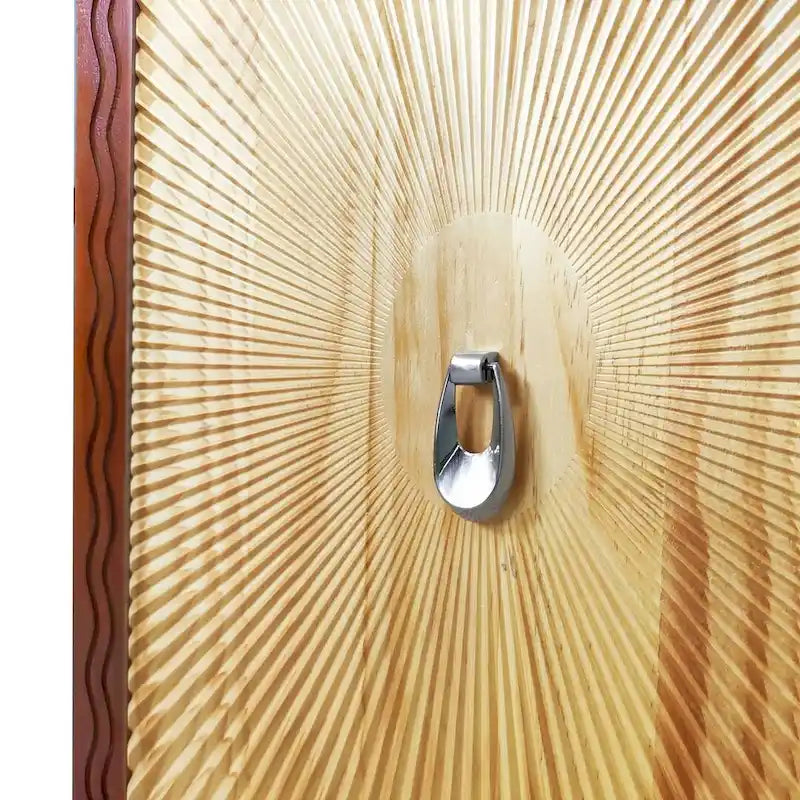 Bahut sculpté 4 portes "Vintage Sunburst" Marron Naturel