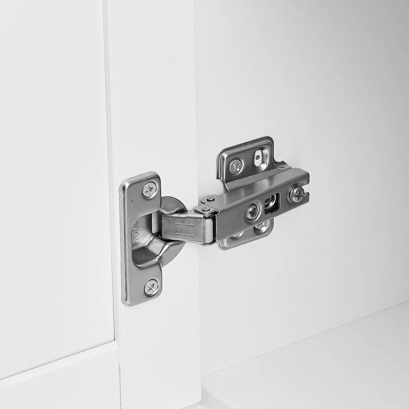 Meuble de rangement haut avec portes doubles, trois tiroirs, étagère réglable, blanc