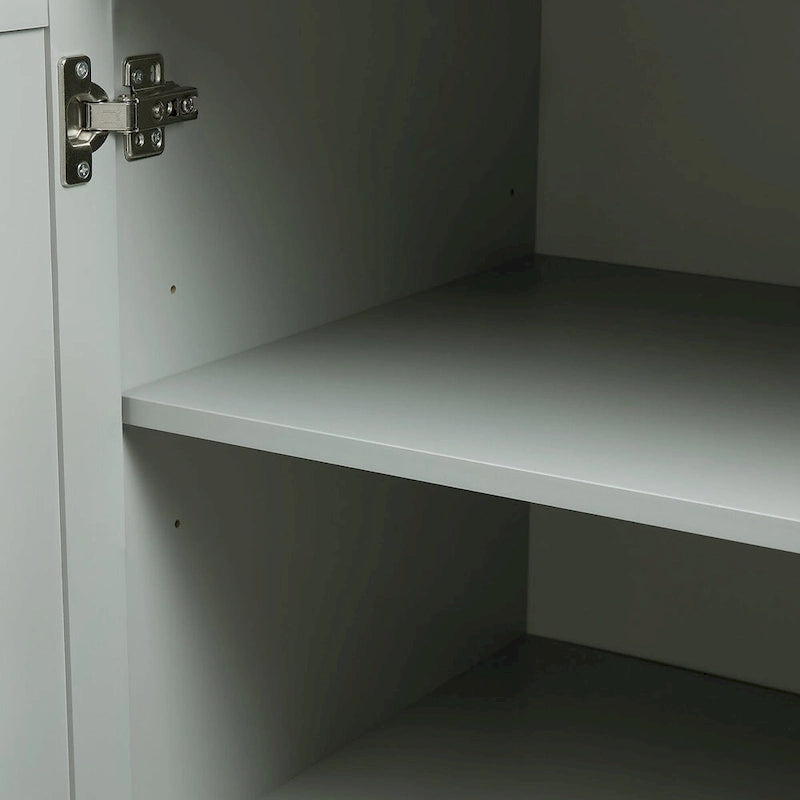 Meuble de rangement haut avec portes doubles, trois tiroirs, étagère réglable, blanc