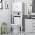 Meuble de rangement blanc à poser au-dessus des toilettes avec portes doubles et étagère ouverte