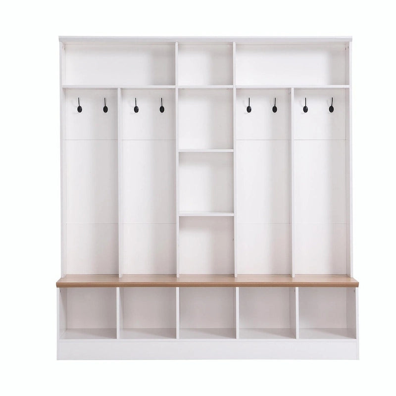 Meuble d'entrée avec banc de rangement, patères et casiers à chaussures