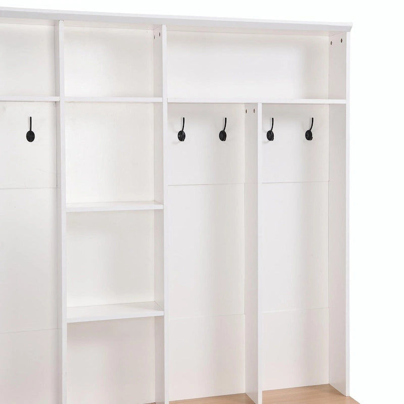 Meuble d'entrée avec banc de rangement, patères et casiers à chaussures