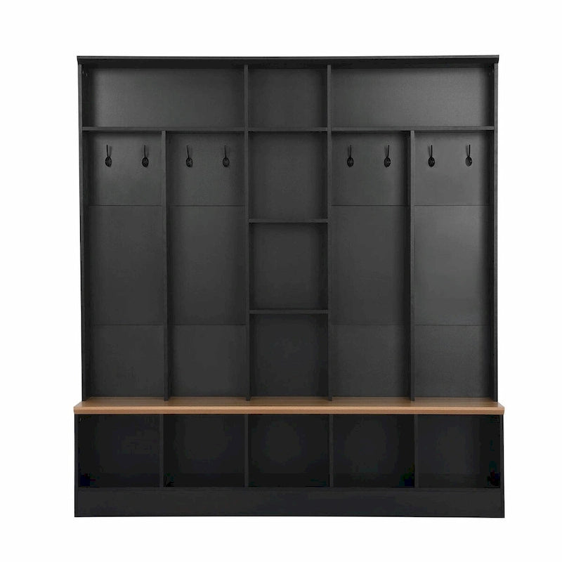Meuble d'entrée avec banc de rangement, patères et casiers à chaussures