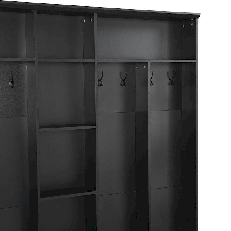 Meuble d'entrée avec banc de rangement, patères et casiers à chaussures