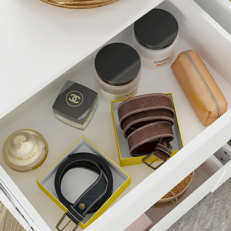 Commode blanche à 9 tiroirs avec dispositif anti-basculement