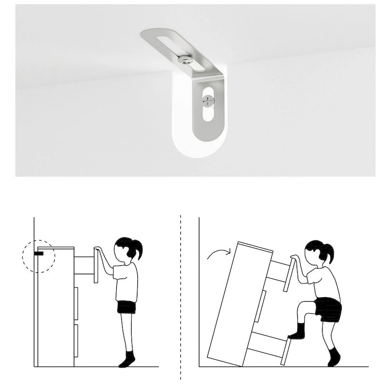 Commode blanche à 9 tiroirs avec dispositif anti-basculement