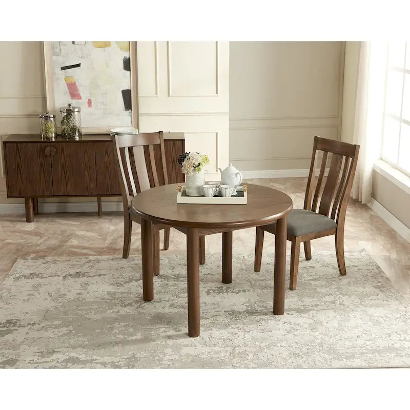 Table à manger ronde en noyer Pieds en bois massif Cuisine moderne du milieu du siècle