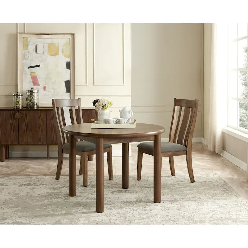 Table à manger ronde en noyer Pieds en bois massif Cuisine moderne du milieu du siècle